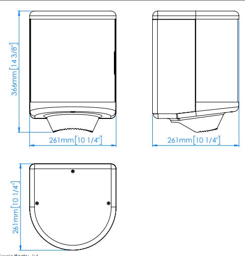 Bản vẽ kỹ thuật hộp đựng túi vệ sinh làm bằng thép Mediclinics DBH100CS