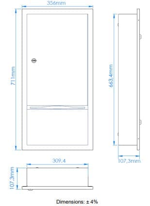 Bản vẽ kỹ thuật hộp đựng khăn giấy âm tường Mediclinics DTE0040CS