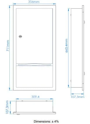 Bản vẽ kỹ thuật hộp đựng khăn giấy âm tường Mediclinics DTE0040CS