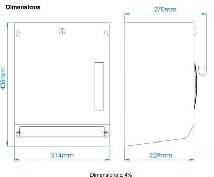 Bản vẽ kỹ thuật hộp đựng khăn giấy cuộn Mediclinics DTP025CS