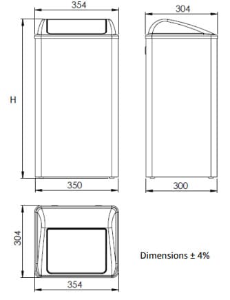 Bản vẽ kỹ thuật thùng đựng rác Mediclinics PP0080C