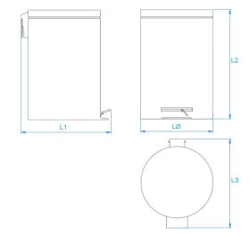 Bản vẽ kỹ thuật thùng đựng rác thân tròn 3L Mediclinics PP1303C