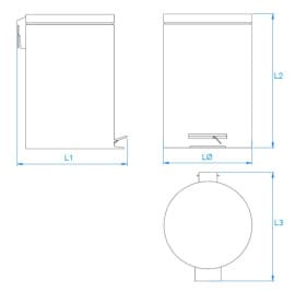 Bản vẽ kỹ thuật thùng đựng rác thân tròn 5L Mediclinics PP1305