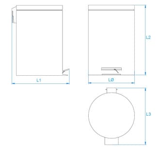 Bản vẽ kỹ thuật thùng đựng rác thân tròn 5L Mediclinics PP1305B