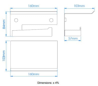 Bản vẽ kỹ thuật giá đỡ cuộn giấy vệ sinh kèm kệ Mediclinics AI2003C