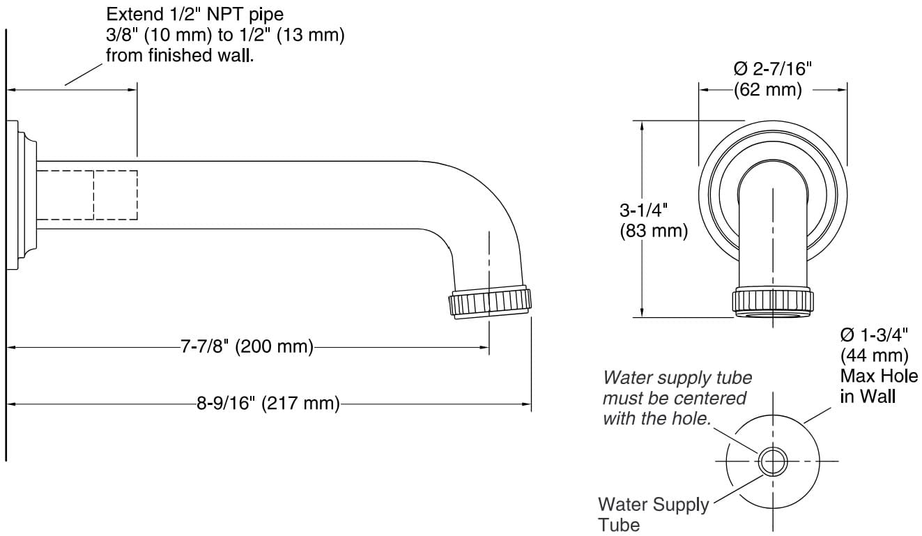Bản vẽ vòi tắm Kallista P21250-00