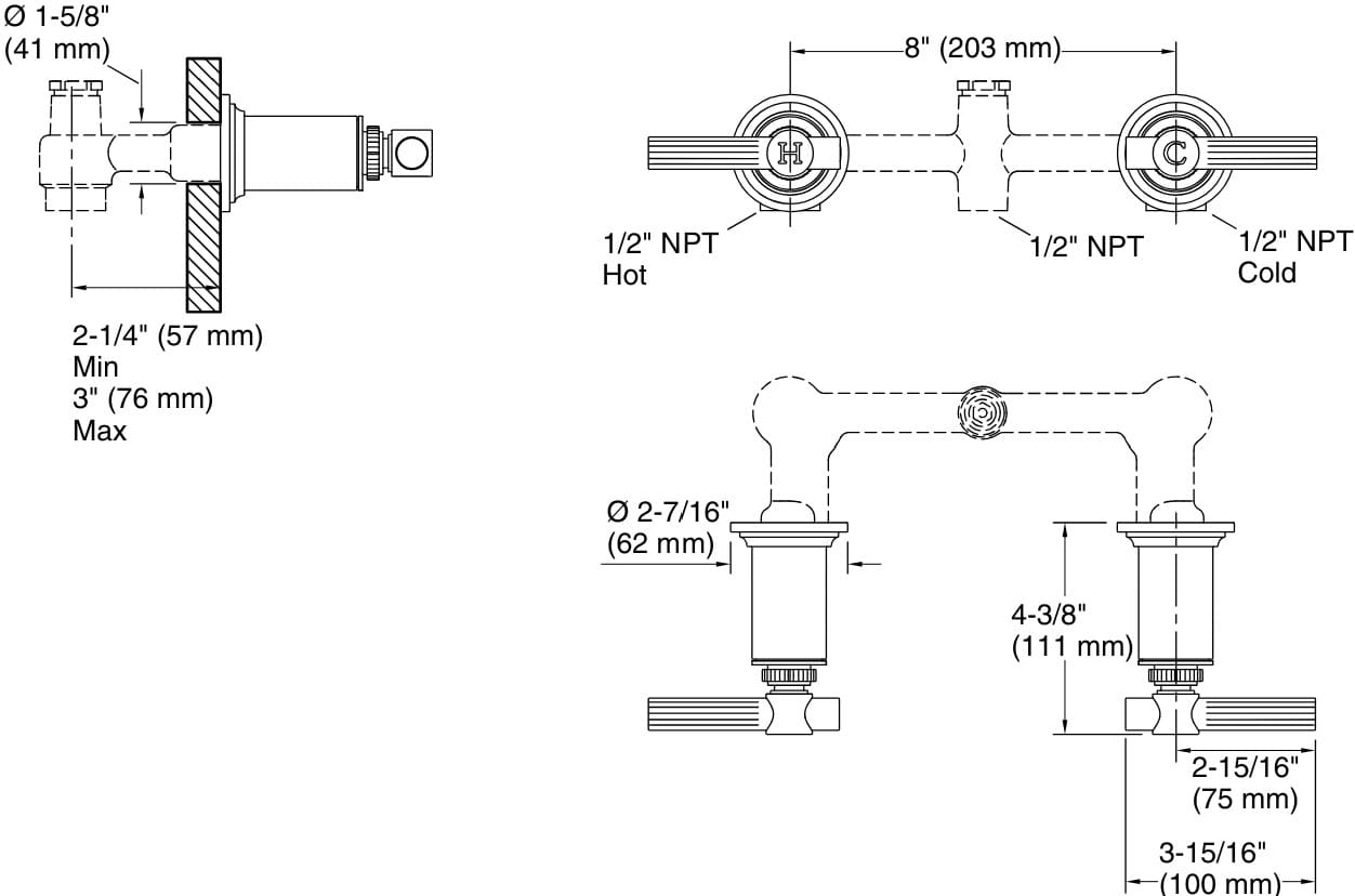 Bản vẽ tay gạt vòi tắm Kallista P21356-LV