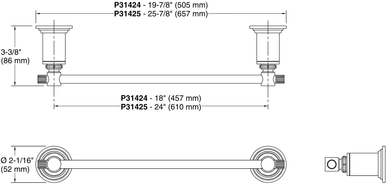 Bản vẽ giá khăn đơn Kallista P31425-00