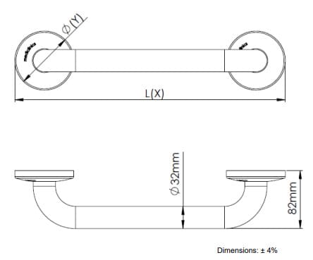 Bản vẽ kỹ thuật thanh tay vịn thẳng 387mm Tây Ban Nha Mediclinics BR0400CS
