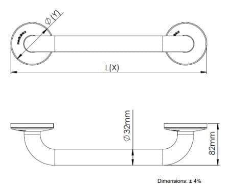 Bản vẽ kỹ thuật thanh tay vịn thẳng 692mm Tây Ban Nha Mediclinics BR0600C