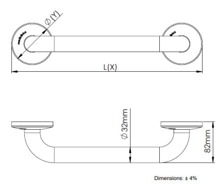 Bản vẽ kỹ thuật thanh tay vịn thẳng Tây Ban Nha Mediclinics BR2300B