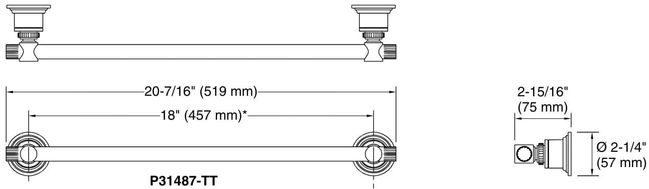 Bản vẽ giá khăn đơn Kallista P31487-TT
