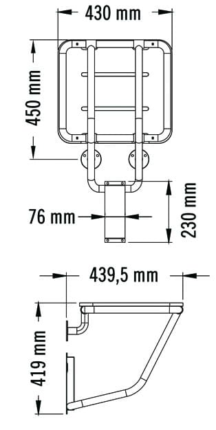 Bản vẽ kỹ thuật ghế ngồi tắm gập Mediclinics AM0100
