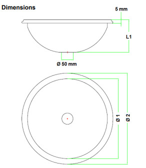 Bản vẽ kỹ thuật chậu rửa tròn âm bàn bằng thép Mediclinics SN0027CS