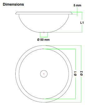 Bản vẽ kỹ thuật chậu rửa tròn âm bàn bằng thép Mediclinics SN0036C