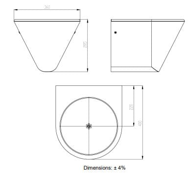 Bản vẽ kỹ thuật chậu rửa liền khối bằng thép Tay Ban Nha Mediclinics SNLM56CS