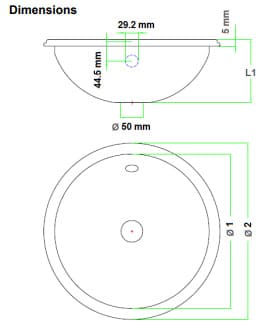 Bản vẽ kỹ thuật chậu rửa tròn âm bàn bằng thép Mediclinics SNR031CS
