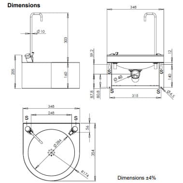 Bản vẽ kỹ thuật bồn nước uống gắn tường bằng thép Mediclinics FAM120CS