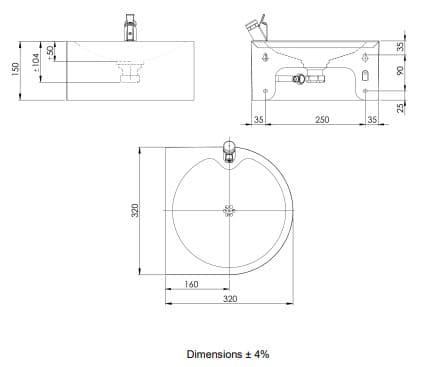 Bản vẽ kỹ thuật bồn nước uống gắn tường bằng thép Mediclinics FAM130CS