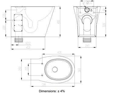 Bản vẽ kỹ thuật Bồn Đặt Sàn Bằng Thép Mediclinics SN0125CS