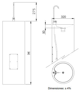 Bản vẽ kỹ thuật bồn nước uống gắn tường bằng thép Mediclinics FA0225CS