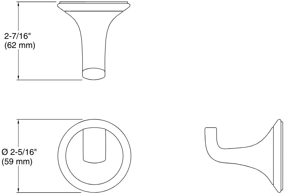 Bản vẽ móc treo quần áo Kallista P25046