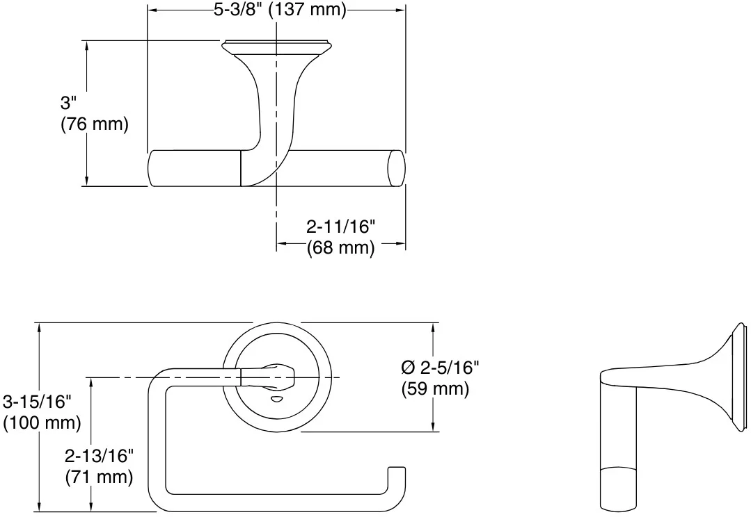 Bản vẽ giá treo giấy Kallista P25049