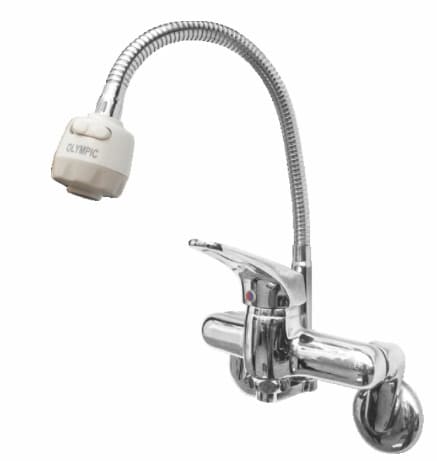 Vòi chậu rửa bát nóng lạnh gắn tường cần mềm Olympic VT722