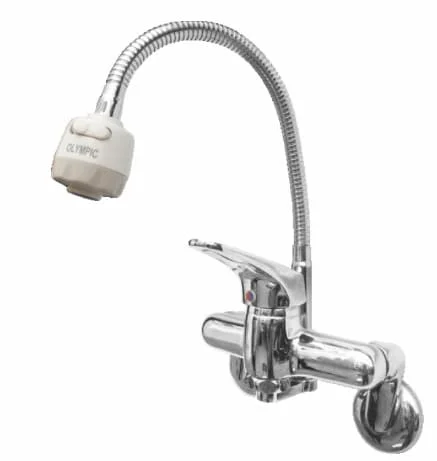 Vòi chậu rửa bát nóng lạnh gắn tường cần mềm Olympic VT722