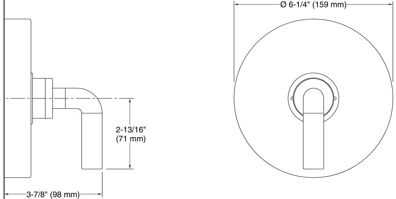 Bản vẽ mặt nạ điều chỉnh gắn tường Kallista P32361