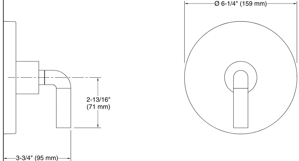 Bản vẽ mặt nạ điều chỉnh gắn tường Kallista P32362