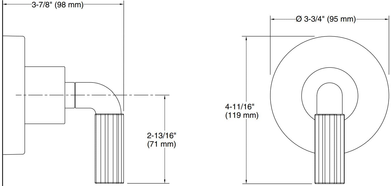 Bản vẽ mặt nạ chuyển hướng Kallista P32415