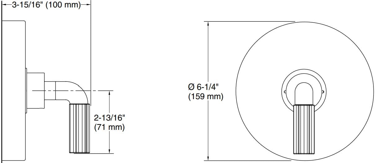 Bản vẽ mặt nạ điều chỉnh gắn tường Kallista P32417