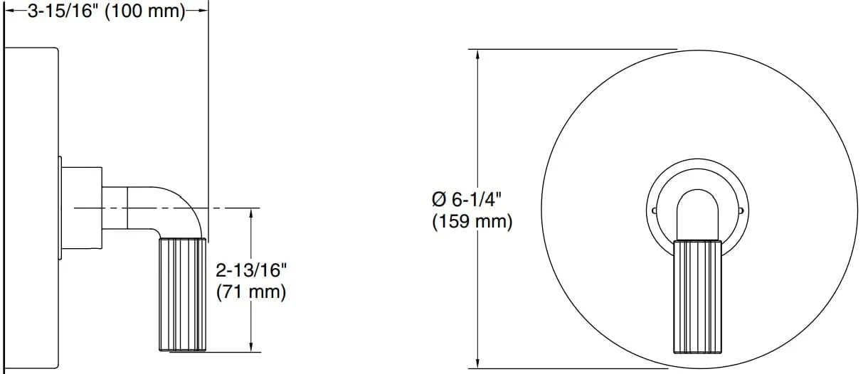 Bản vẽ mặt nạ điều chỉnh gắn tường Kallista P32417