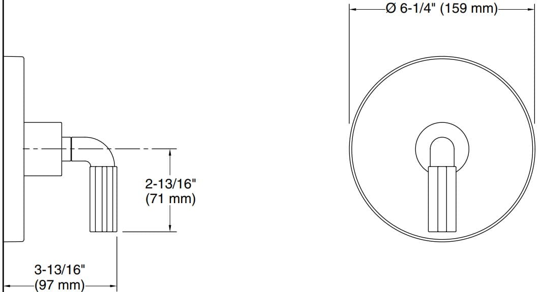 Bản vẽ mặt nạ điều chỉnh gắn tường Kallista P32418