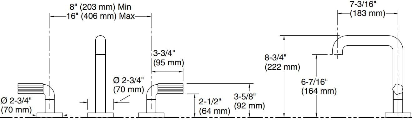 Bản vẽ vòi bồn tắm nóng lạnh Kallista P32419
