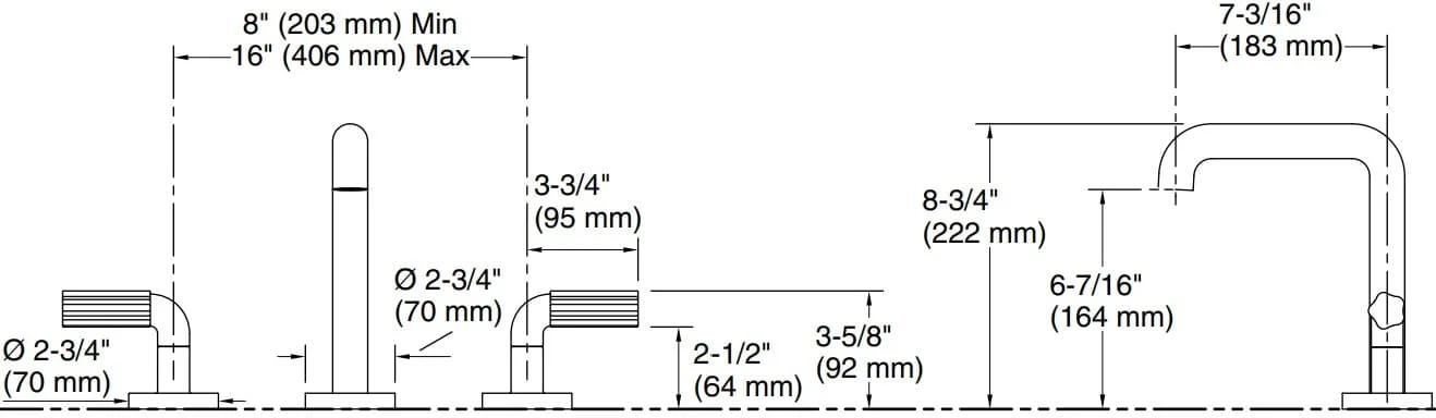 Bản vẽ vòi bồn tắm nóng lạnh Kallista P32419