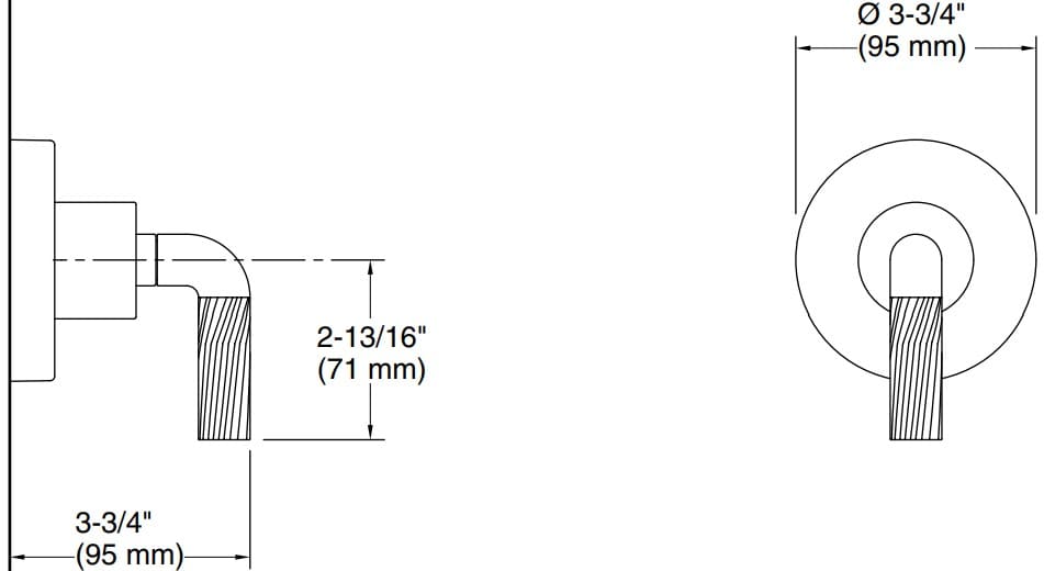 Bản vẽ mặt nạ chuyển hướng Kallista P40878