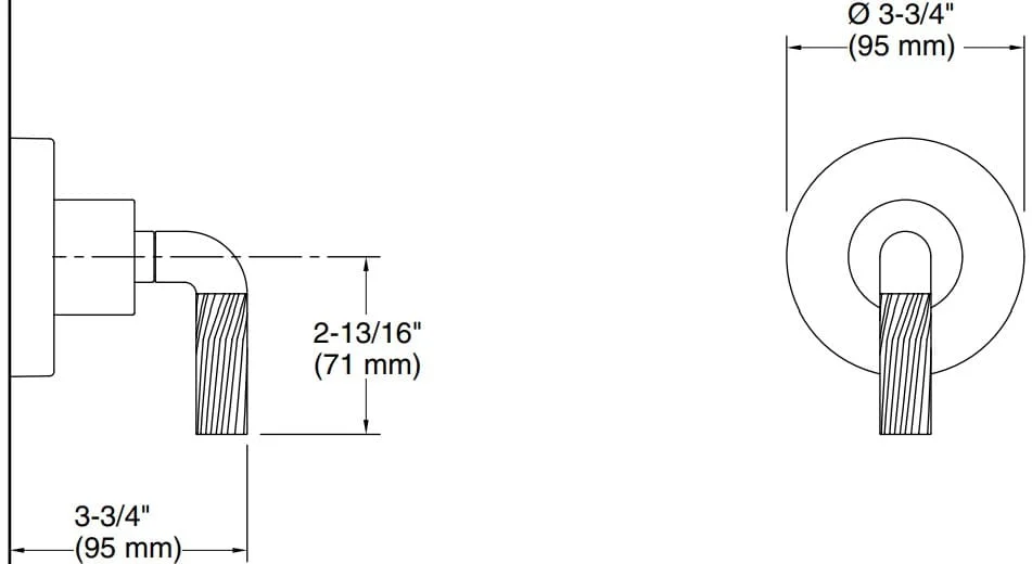 Bản vẽ mặt nạ chuyển hướng Kallista P40878