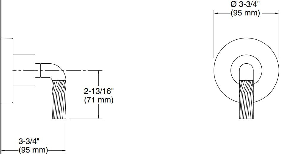 Bản vẽ mặt nạ điều chỉnh âm Kallista P40879