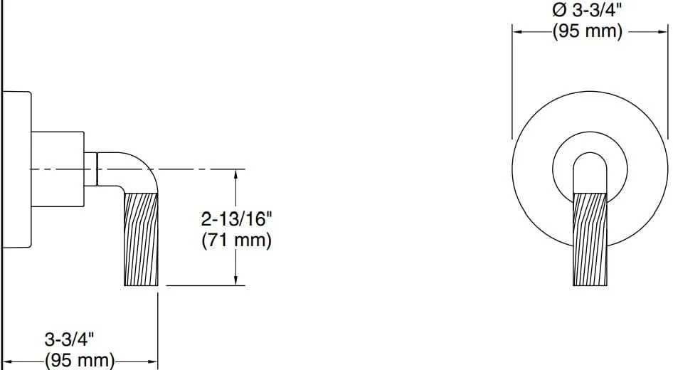 Bản vẽ mặt nạ điều chỉnh âm Kallista P40879