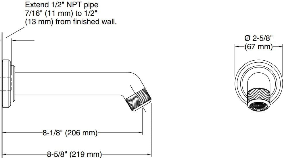 Bản vẽ vòi tắm Kallista P24914