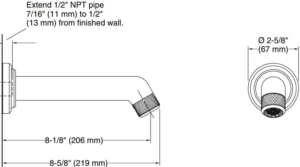 Bản vẽ vòi tắm Kallista P24914