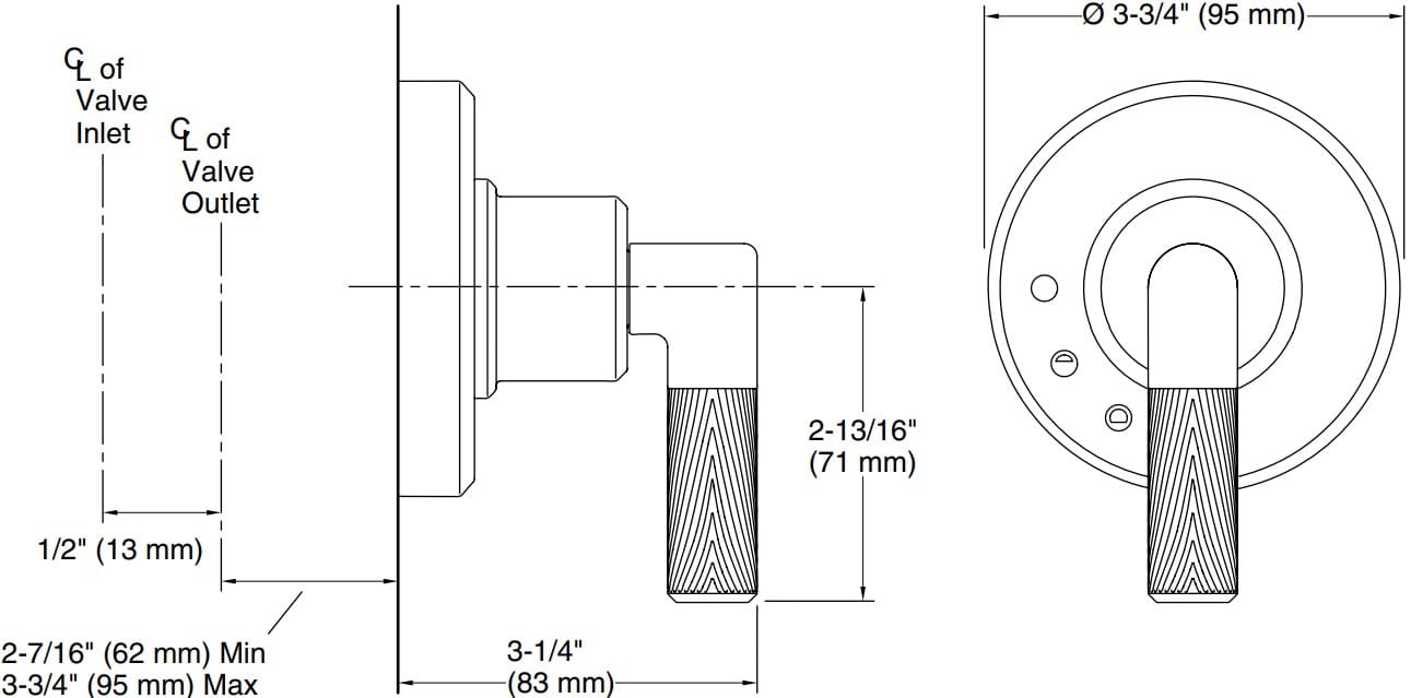 Bản vẽ mặt nạ điều chỉnh âm Kallista P24923
