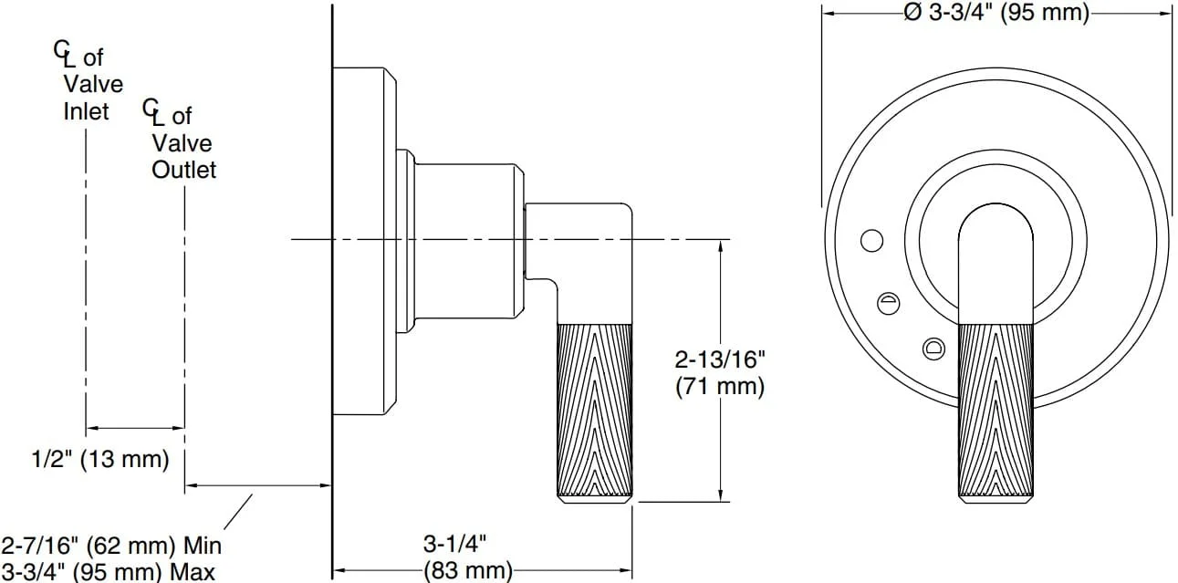 Bản vẽ mặt nạ điều chỉnh âm Kallista P24923