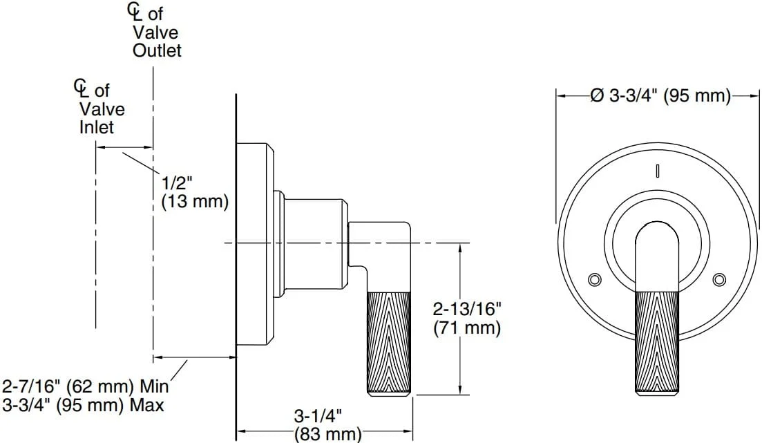 Bản vẽ mặt nạ chuyển hướng Kallista P24924