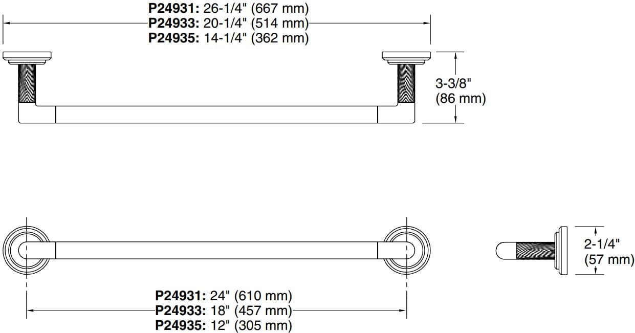 Bản vẽ giá khăn đơn Kallista P24931