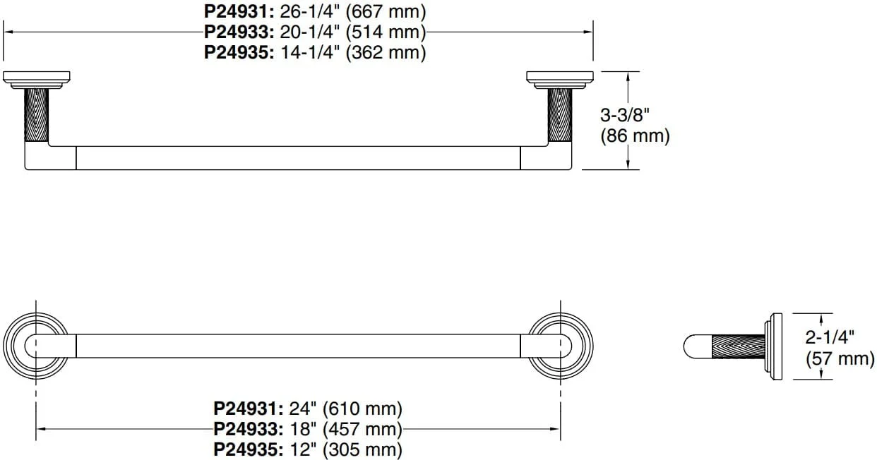 Bản vẽ giá khăn đơn Kallista P24933