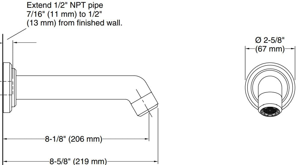 Bản vẽ vòi tắm Kallista P24917