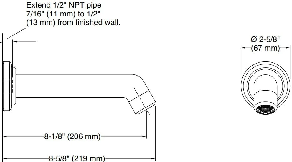 Bản vẽ vòi tắm Kallista P24917
